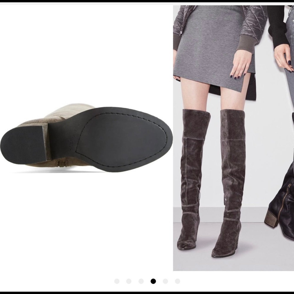 Gray suede over the knee boots